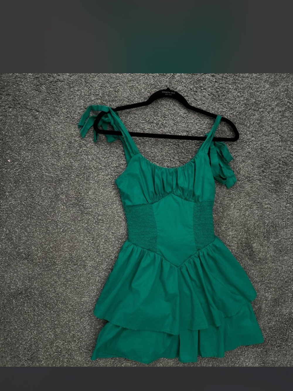 Green Tiered Ruffle Mini Dress